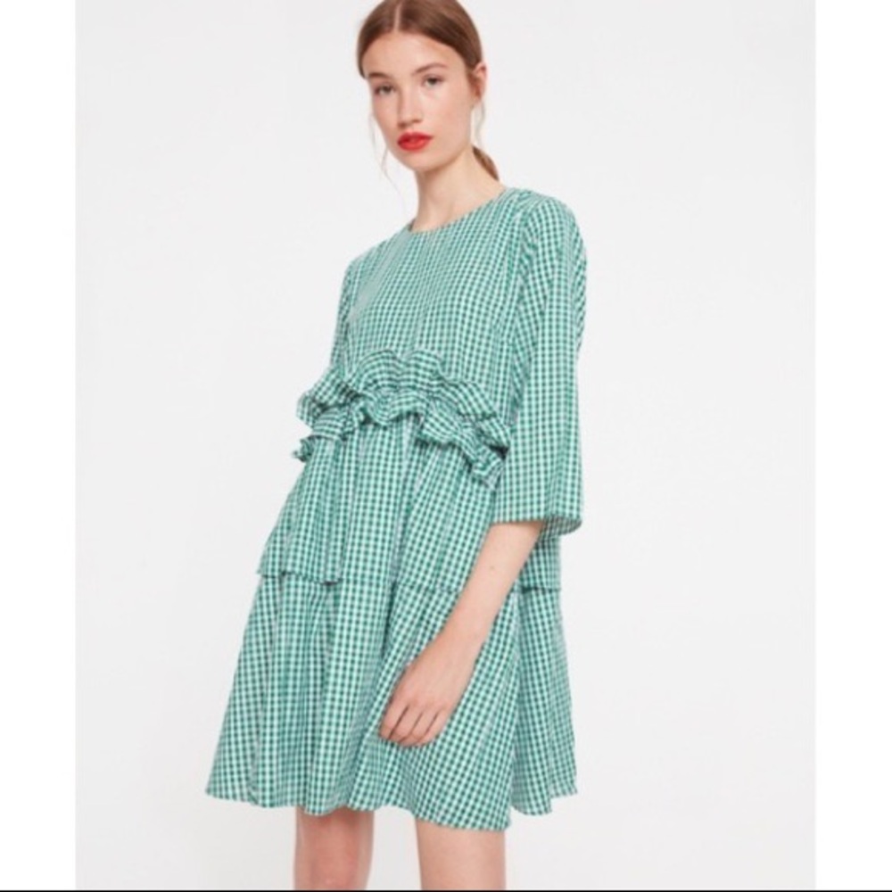 English Factory from Nordstrom size L green gingham dress